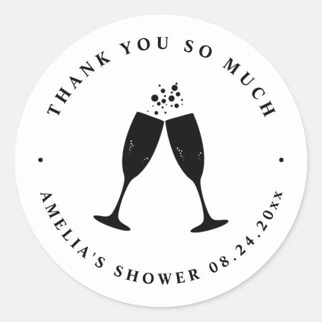 Thank You Brunch & Bubbly Bridal Shower Classic Round Sticker (Front)