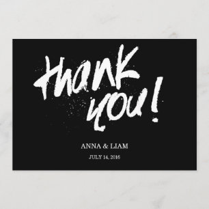 Thank you brush script wedding postcard
