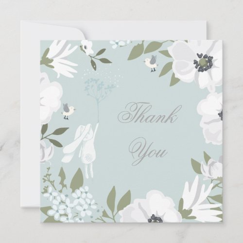 Thank You  Bunny Floral Wreath Boy Baby Shower