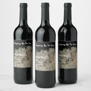 Thank You Bunny Photo Gender Neutral Appreciation Wine Label