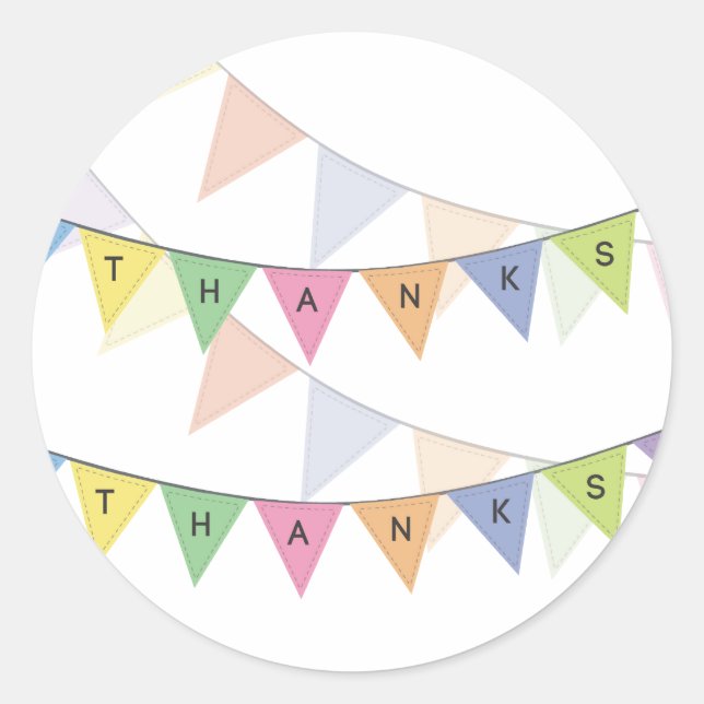 Thank You Bunting Banner Cupcake Topper Label (Front)