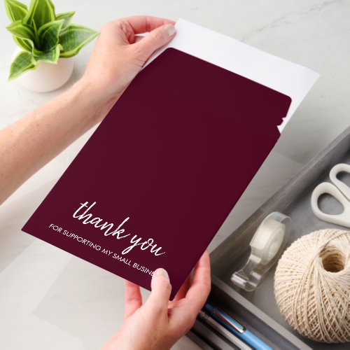 Thank You Burgundy  Modern Minimalist Handwritten  Envelope Mailers