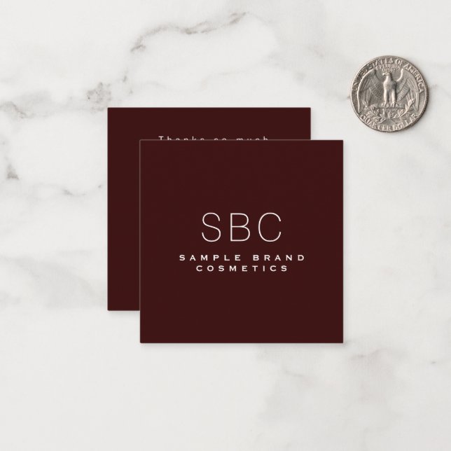 Thank You Burgundy Wine Modern Minimal Cosmetics Note Card (Front/Back In Situ)