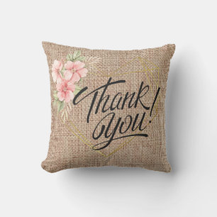 Thank you Burlap print Throw Pillow