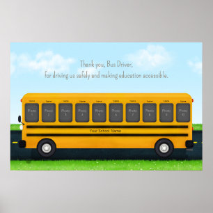 Thank You Bus Driver 10 Photo Custom School Bus Poster