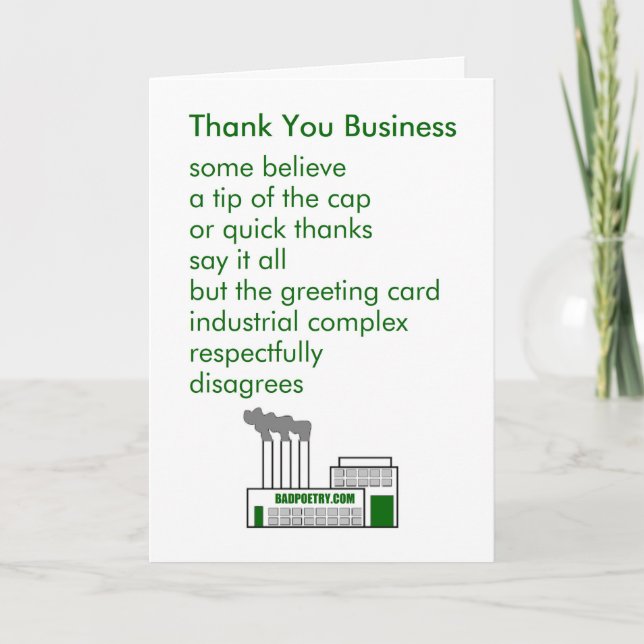 Thank You Business - a funny thank you poem Card (Front)