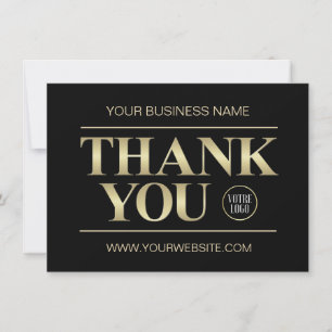 THANK YOU Business Black & Gold   LOGO Card