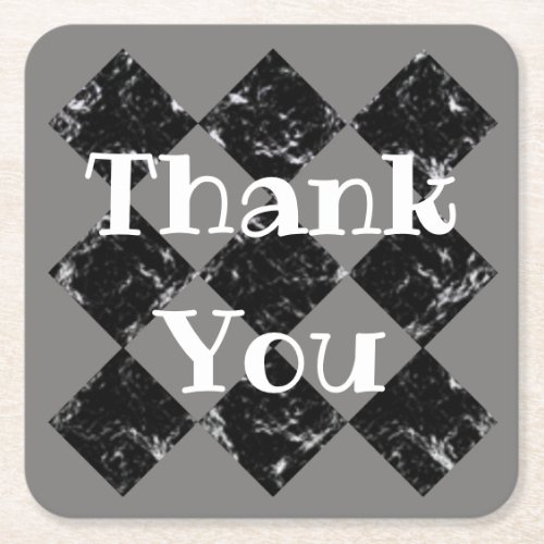 Thank You Business Black White Appreciation Meal Square Paper Coaster