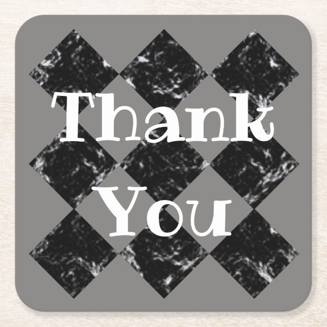 Thank You Business Black White Appreciation Meal Square Paper Coaster (Front)