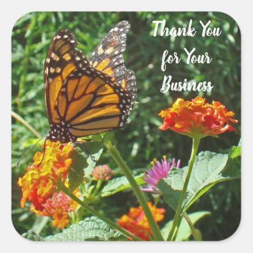 Thank You Business Butterfly Customer Appreciation Square Sticker