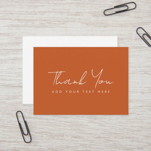 Thank You Business Card Modern Elegant Terracotta