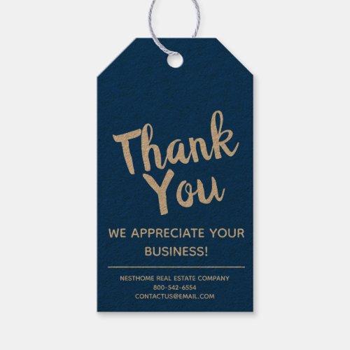 Thank You Business Client Blue Gift Tag