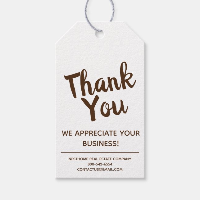 Thank You Business Client Gift Tags (Front)