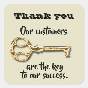 Thank You Business Customers Key to Our Success Sq Square Sticker