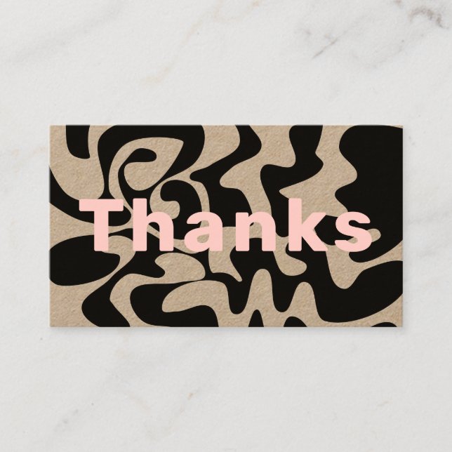 Thank You Business Discount Blush Groovy Kraft Business Card (Front)