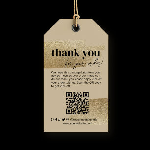 Thank You Business Faux Gold Brush Hang Tag