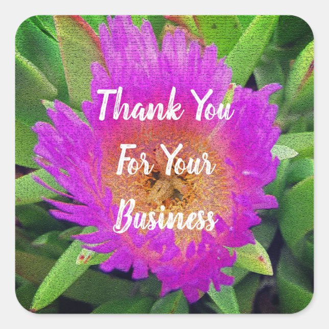 Thank You Business Flower Customer Appreciation Square Sticker (Front)