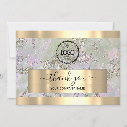 Thank You Business Holograph Logo Purple Marble Invitation