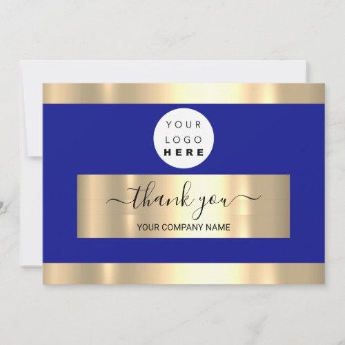 Thank You Business Insert Card  Blue Navy Gold