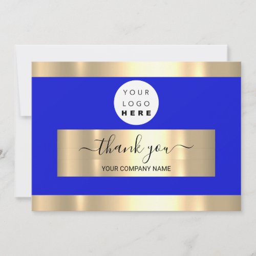 Thank You Business Insert Card Royal Blue GoldLogo
