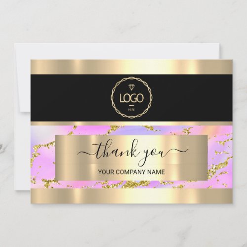 Thank You Business Insert Holograph Logo BlackGold Invitation