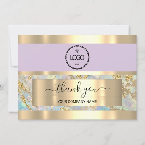 Thank You Business Insert Holograph Logo Gold Lux Invitation