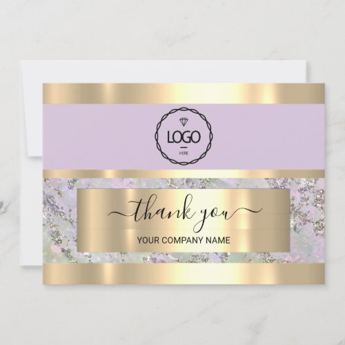 Thank You Business Insert Holograph Logo Purple  Invitation