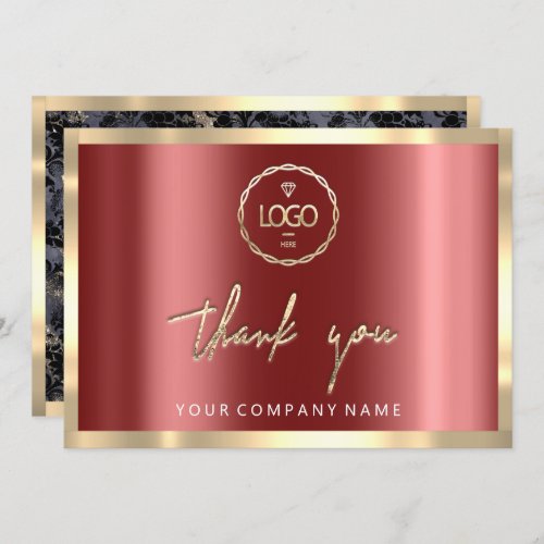 Thank You Business Insert Logo Gold Black Burgundy Invitation