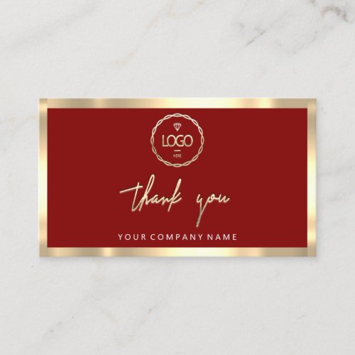Thank You Business Insert Logo Gold Burgundy