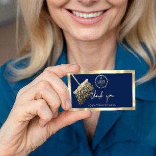 Thank You Business Insert Logo Gold Cleaning Navy