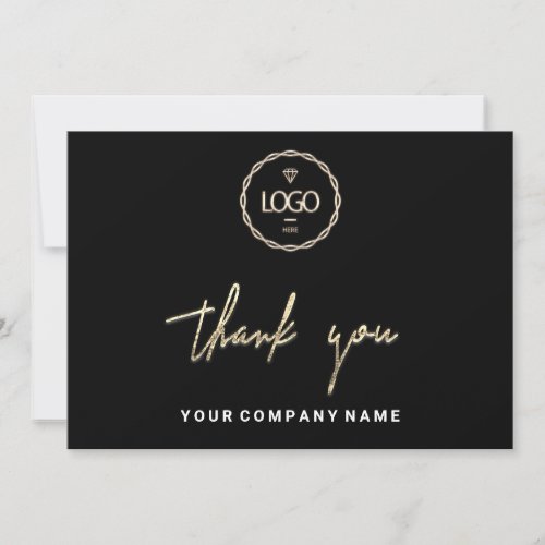 Thank You Business Insert Logo Gold Frame Black Invitation