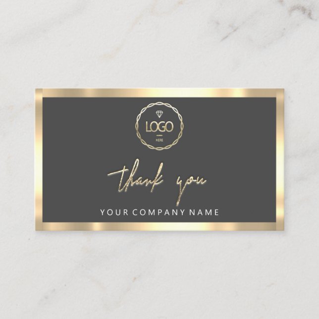 Thank You Business Insert Logo Gold Frame Gray (Front)