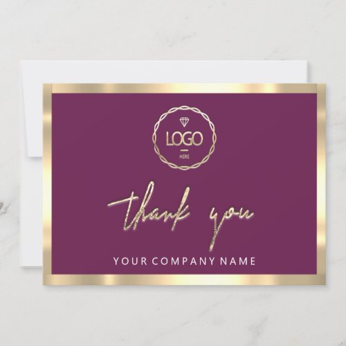 Thank You Business Insert Logo Gold Frame Marsala Invitation