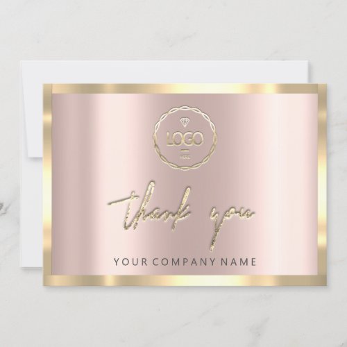 Thank You Business Insert Logo Gold Frame Rose Invitation