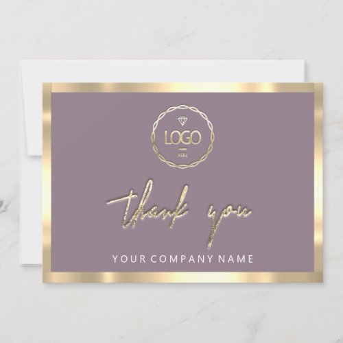 Thank You Business Insert Logo Gold Frame Smoky  Invitation