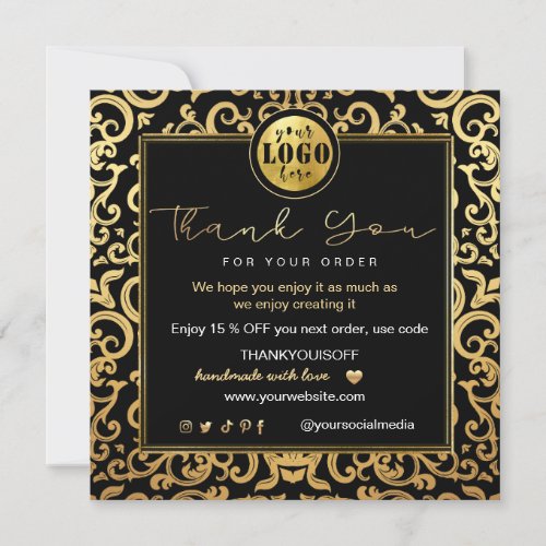 Thank You Business Insert Logo Gold Luxury Frame  Invitation