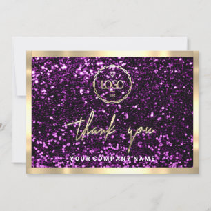 Thank You Business Insert Logo Gold Marble Glitter Invitation