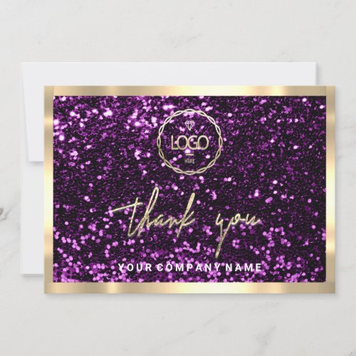 Thank You Business Insert Logo Gold Marble Glitter Invitation