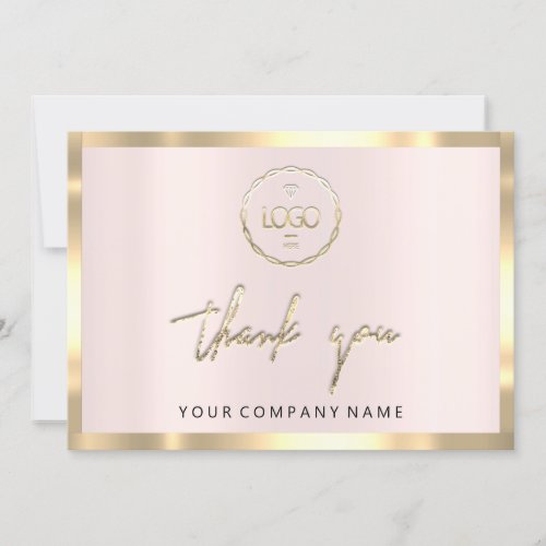 Thank You Business Insert Logo Gold Pink Invitation