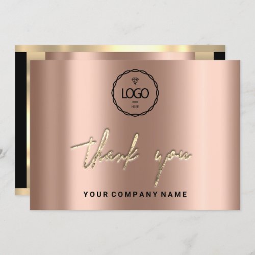 Thank You Business Insert Logo Rose Gold Elegant Invitation