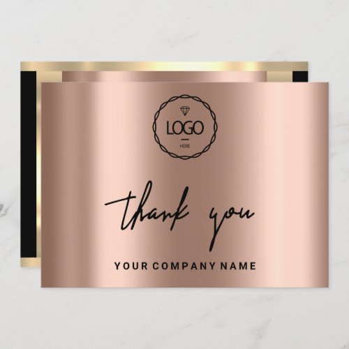 Thank You Business Insert Logo Rose Gold Geometric Invitation