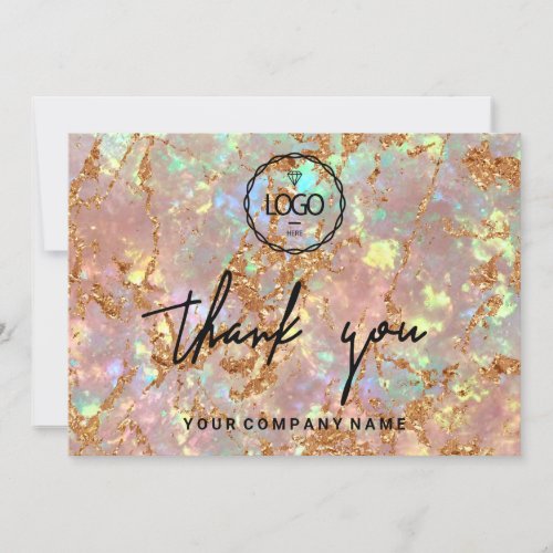 Thank You Business Insert Logo Rose Gold Holograph Invitation