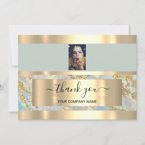 Thank You Business Insert Photo Gold Marble Smoky Invitation