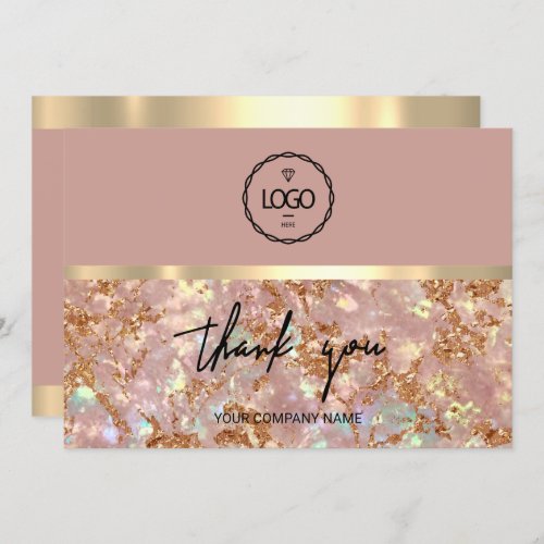 Thank You Business Insert Photo Rose Gold Strokes Invitation