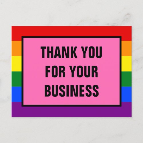 Thank You Business LGBT Customers Rainbow Pride Postcard