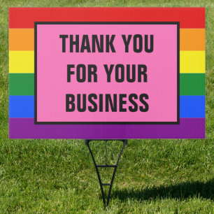 Thank You Business LGBT Customers Rainbow Pride Sign