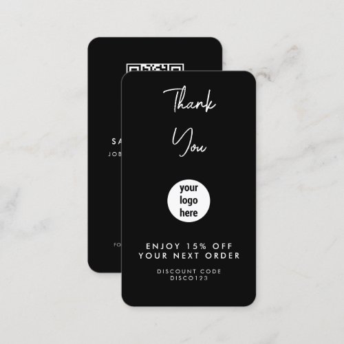Thank You Business Logo Black Discount Card
