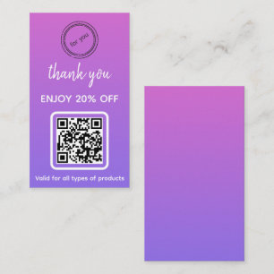 Thank You Business Logo Minimalist QR Code Discount Card