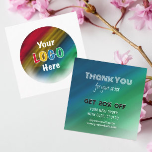 Thank You   Business Logo Modern Ombre  Discount Card