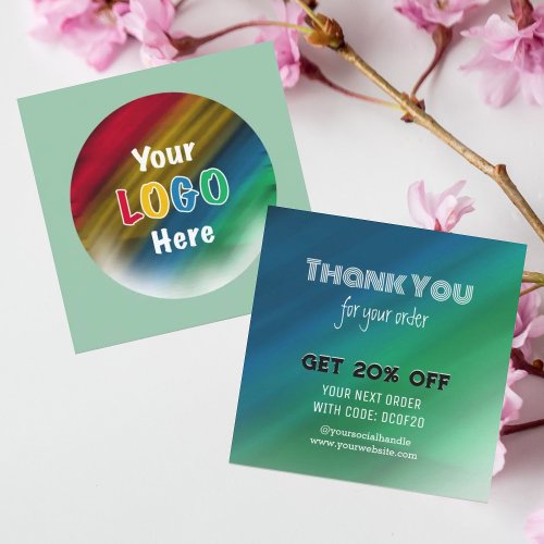 Thank You  Business Logo Modern Ombre  Discount Card